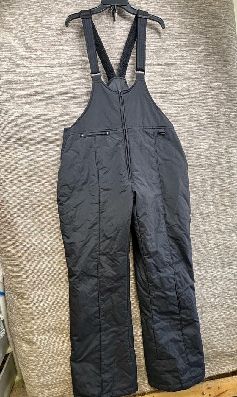 Ski Gear Bib Snow Pants Mens XL Black Insulated Waterproof Zip Pocket Suspenders